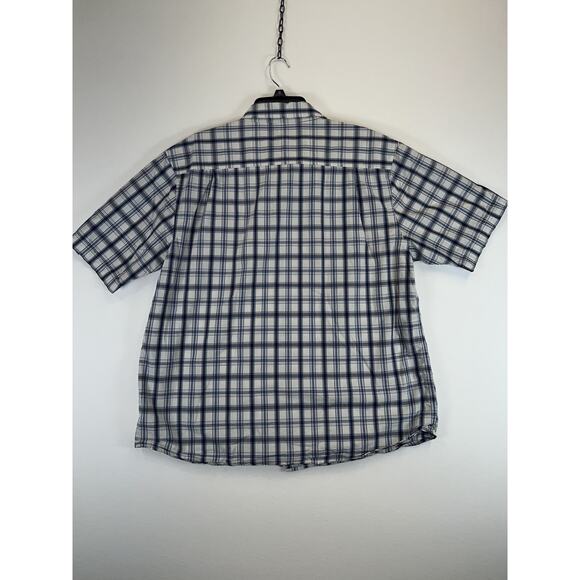 Transnine Button-Up Men's Extra Large White Plaid Short Sleeve 100% Cotton - Picture 2 of 5